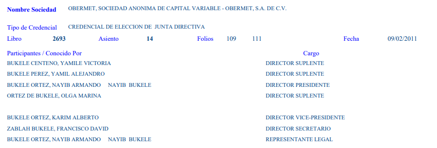 Registro del CNR con la junta directiva de OBERMET