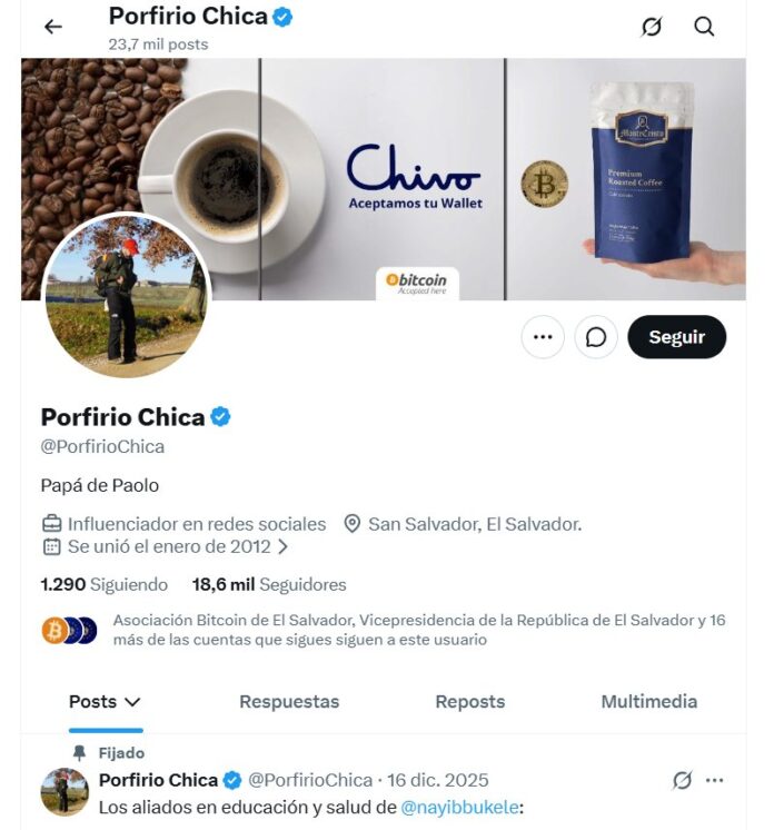 Perfil de Porfirio Chica en X