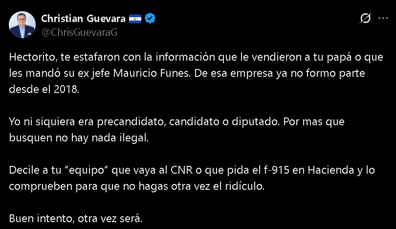 Publicación de Christian Guevara en X